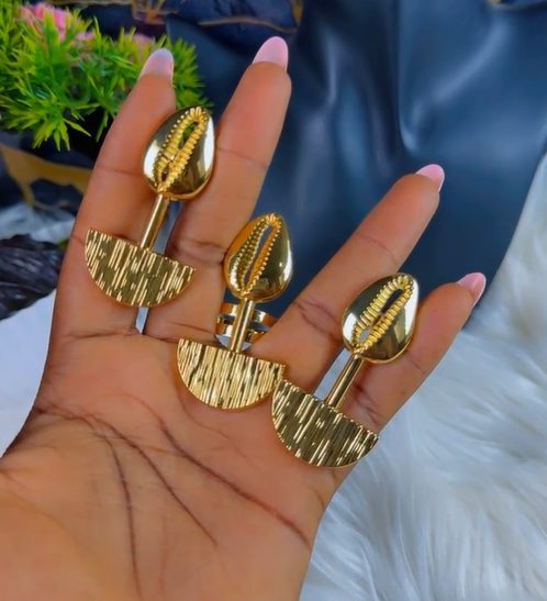 Boucles d'Oreilles et Bague Motif Cauris