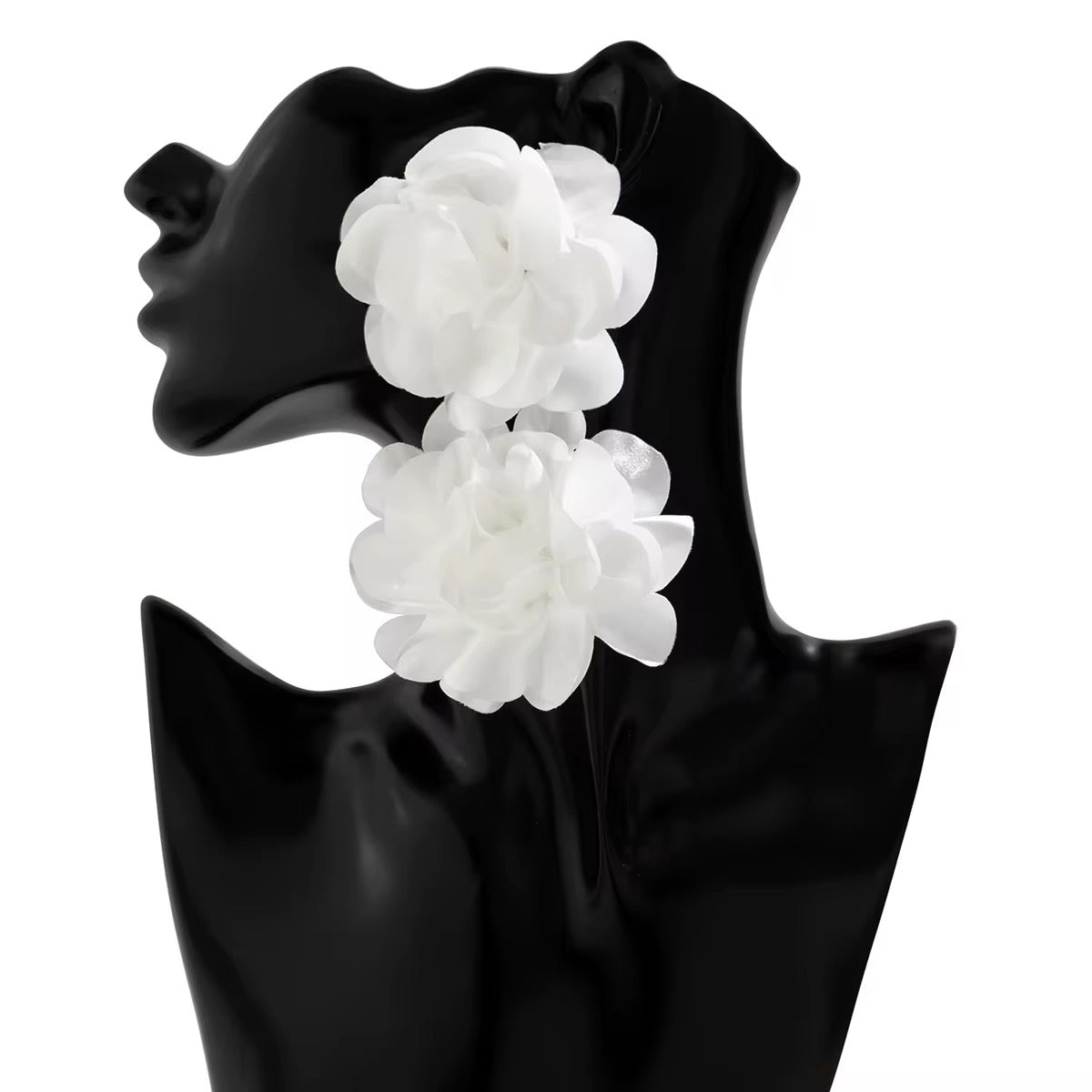 Vibrant Petal Earrings for Women - White Boho Chic Flower Statement Pieces