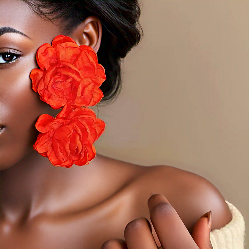 Orange Floral Earrings Summer Vibe