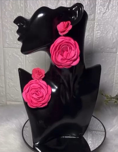 Pink Rose Flower Earrings trending