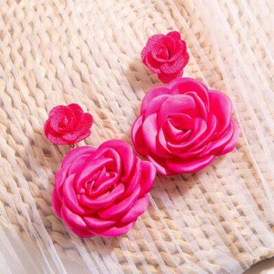 Pink Rose Flower Earrings trending