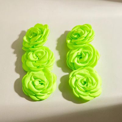 Green & Black Large Statement Flower earrings