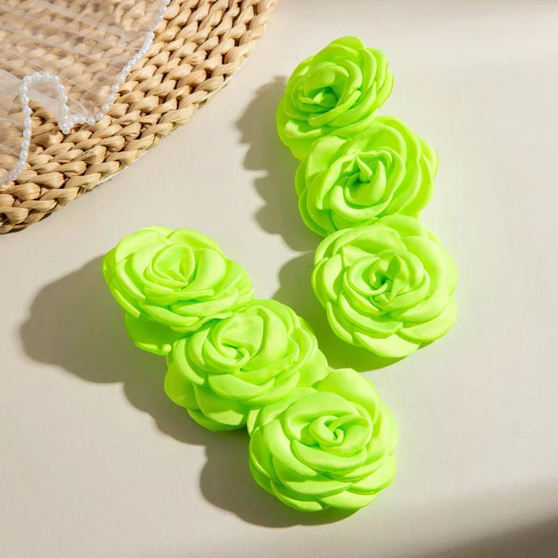Green & Black Large Statement Flower earrings