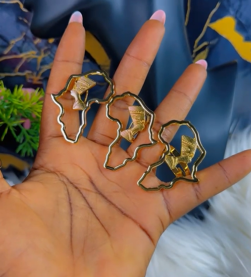 Queen Egypt African Map Earring Set