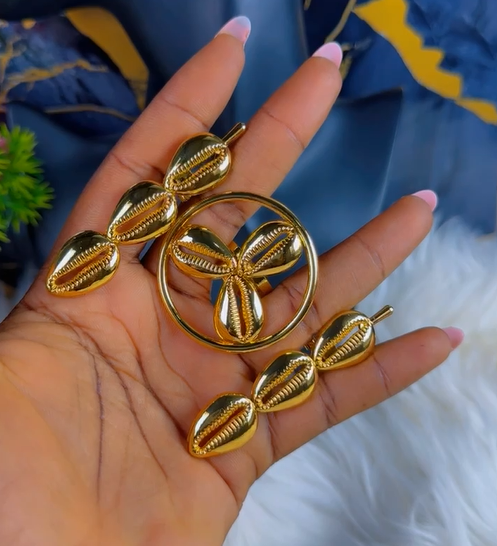 Boucles d'Oreilles et Bague Motif Cauris