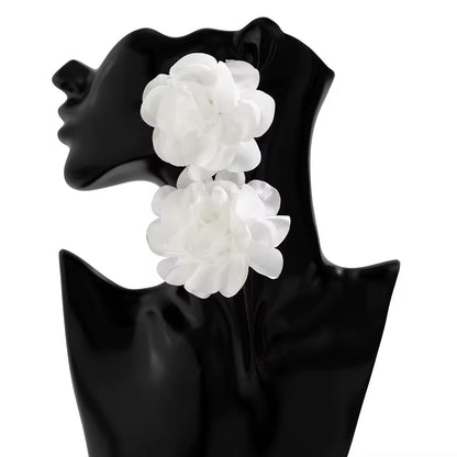 Vibrant Petal Earrings for Women - White Boho Chic Flower Statement Pieces