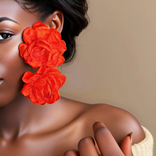 Orange Floral Earrings Summer Vibe