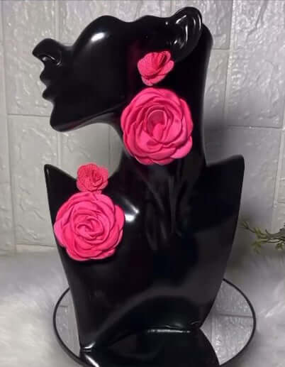 Pink Rose Flower Earrings trending