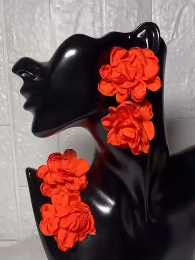 Orange Floral Earrings Summer Vibe