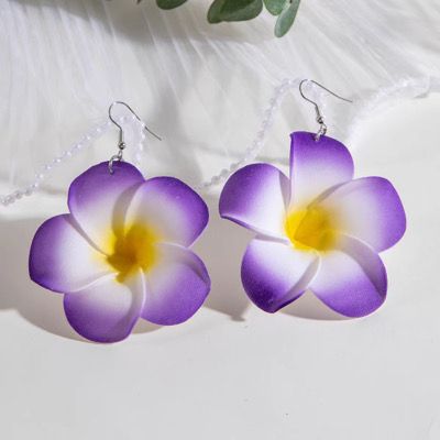 Purple Vacation Hawaiin Earrings Foam
