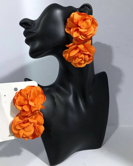 Orange Floral Earrings Summer Vibe